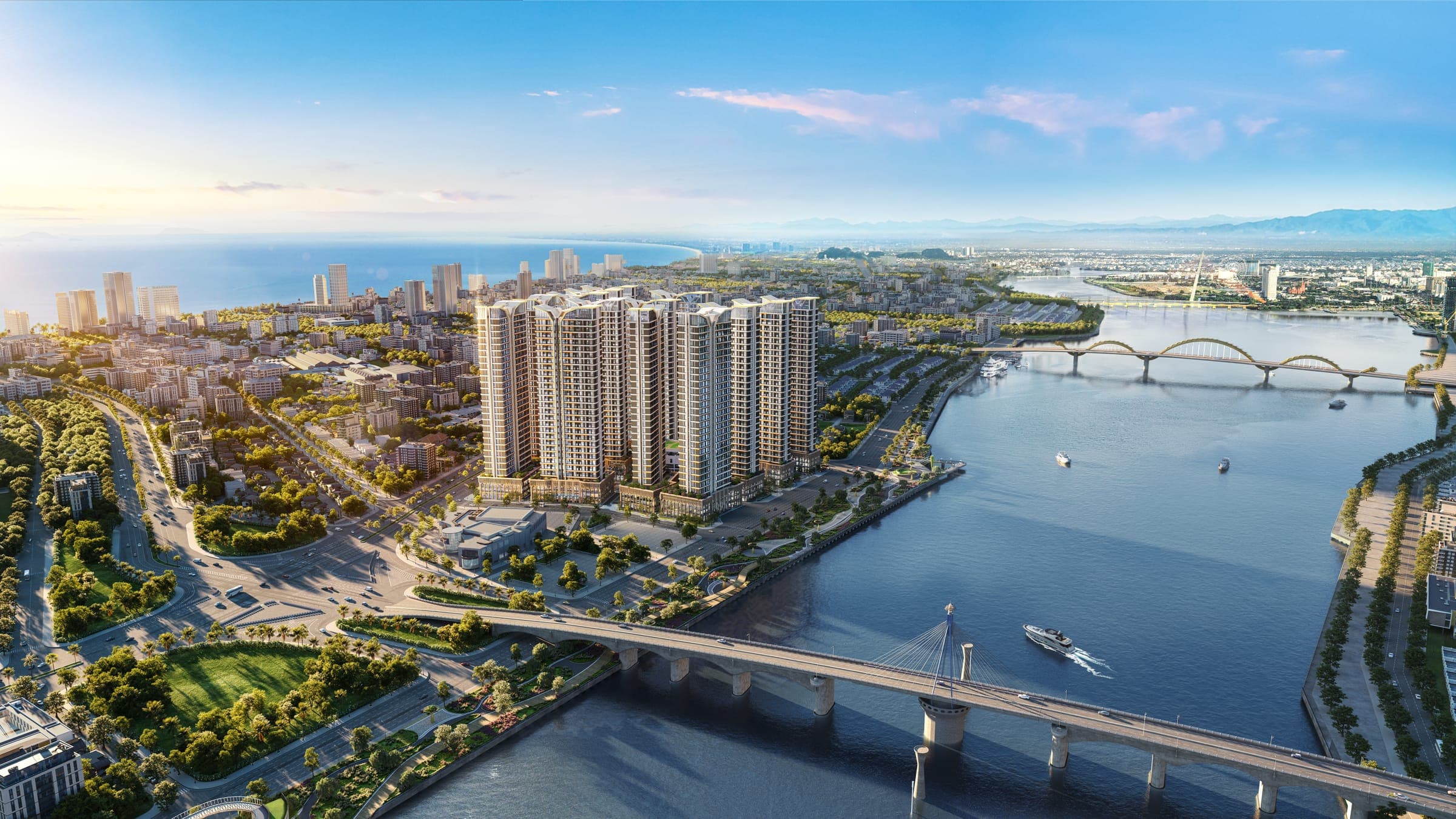 Phối cảnh Capital Square bên sông Hàn nhìn từ trên cao