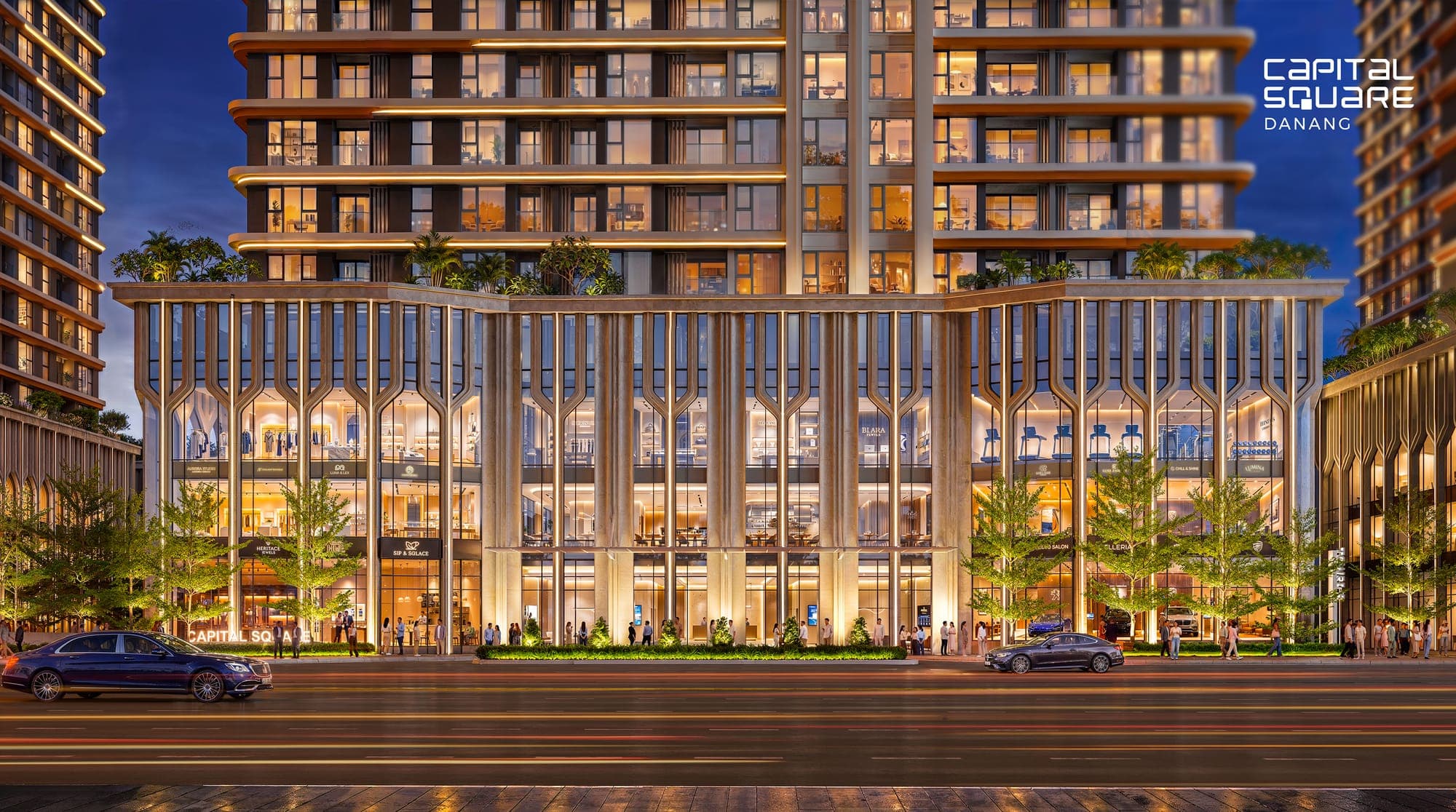Khối đế thương mại Capital Square về đêm